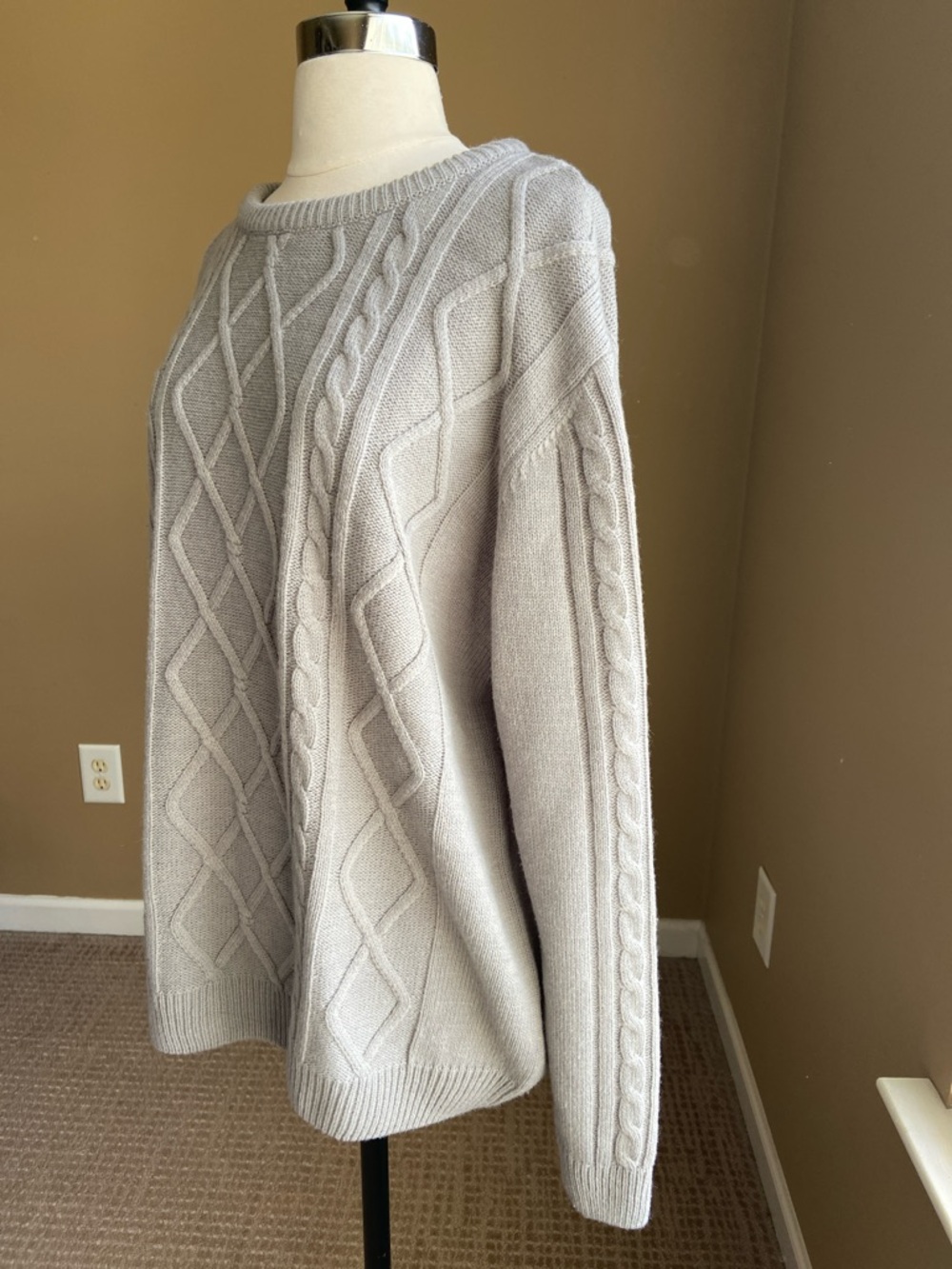 Style & Co. Light Gray 100% Cotton Cable Knit Scoop Neck Sweater XLarge - Picture 2 of 5